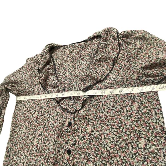 Nasty Gal Women Floral Button Down Sheer Blouse Top Long sleeve Shirt Size 6 - Picture 8 of 10